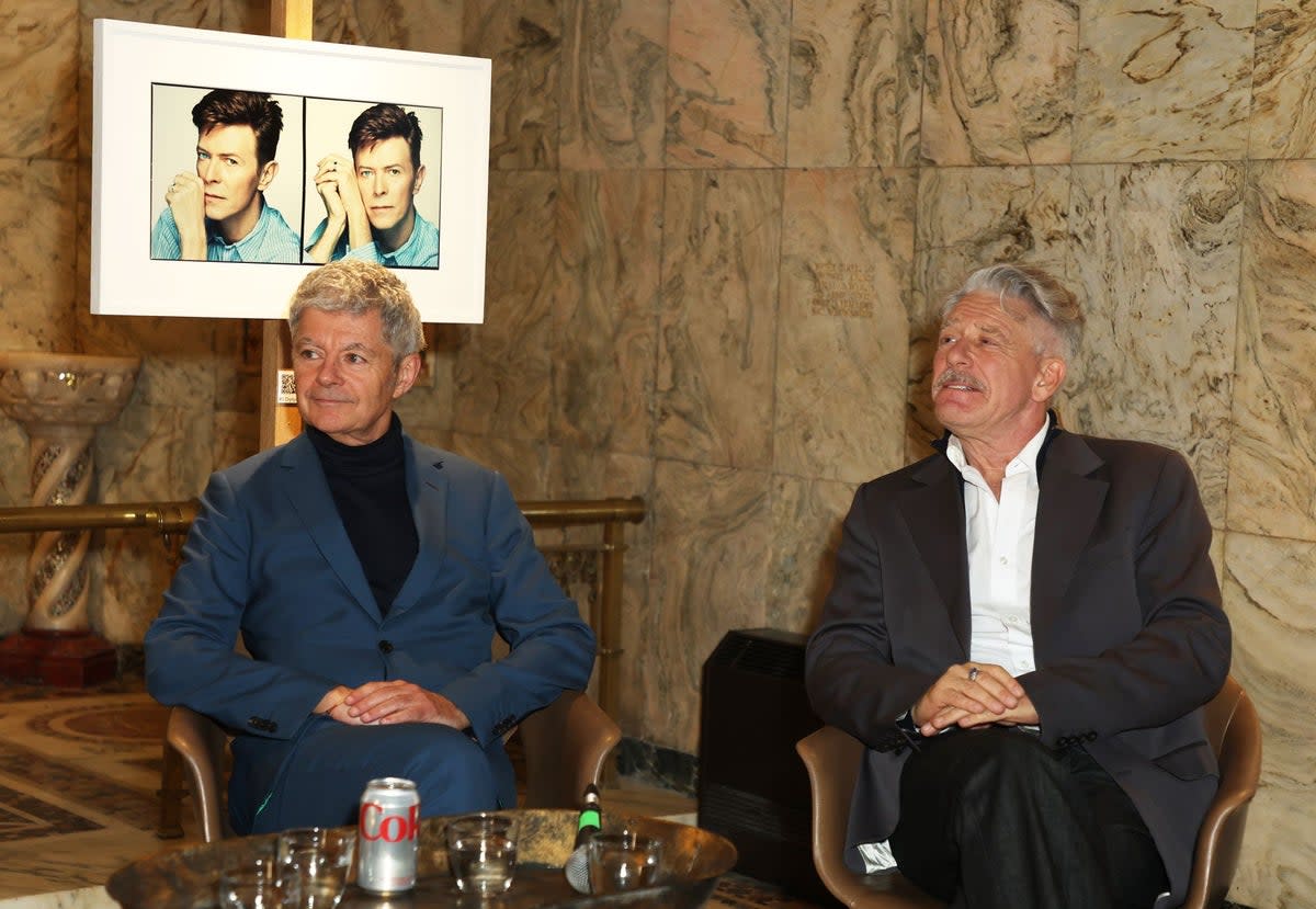 Alan Edwards (L) and Adam Clayton attend 'David Bowie: A London Day' - Panel Discussion (Hoda Davaine/Dave Benett/Getty Images)