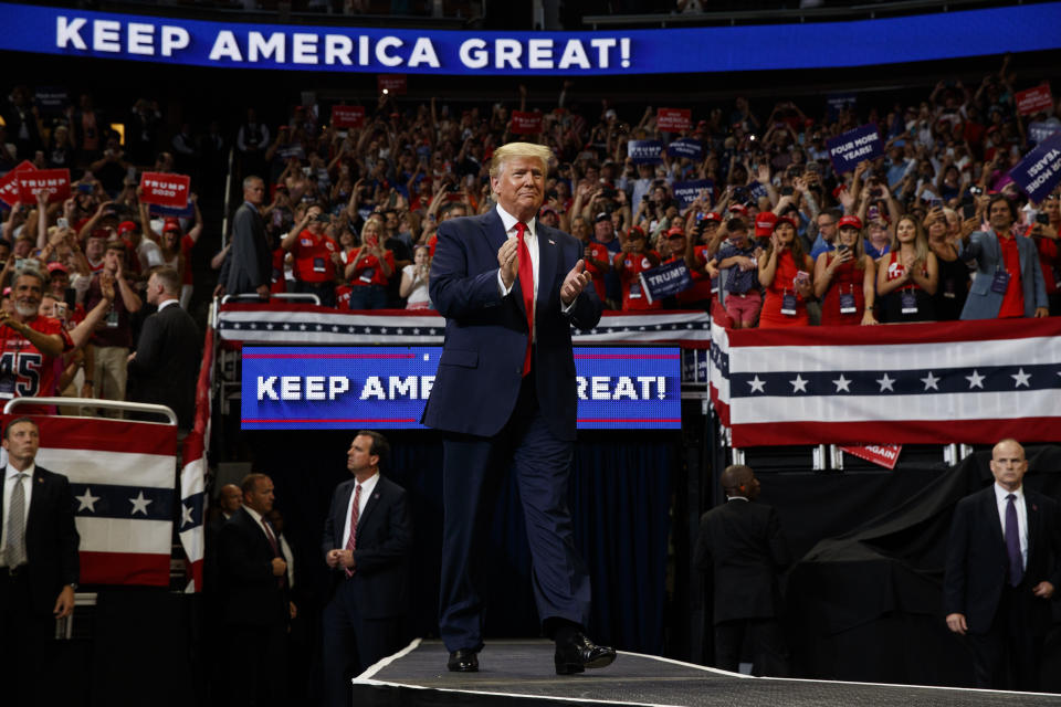 President Donald Trump raised $108 million across four campaign accounts for his reelection campaign in the second quarter. (Photo: ASSOCIATED PRESS)