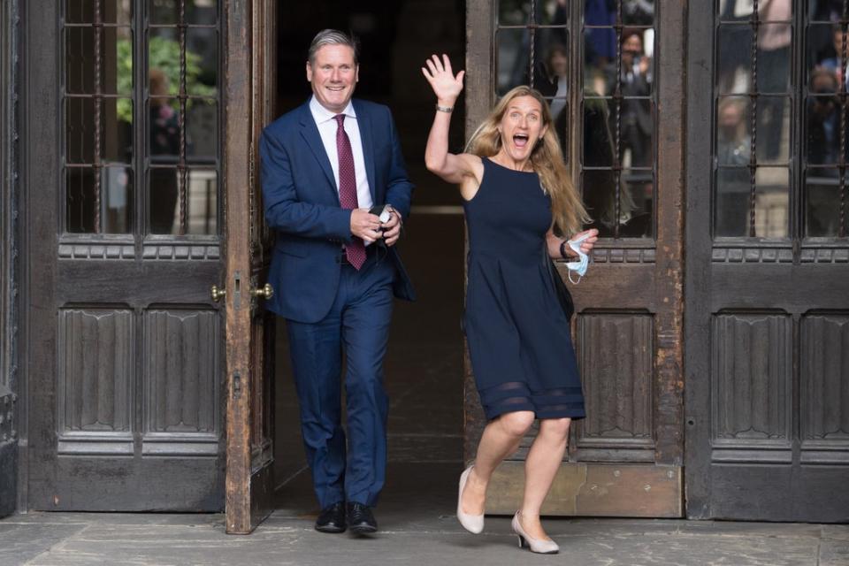 Newly elected Labour MP for Batley and Spen Kim Leadbeater is welcomed to the House of Commons by party leader Sir Keir Starmer (Stefan Rousseau/PA) (PA Wire)