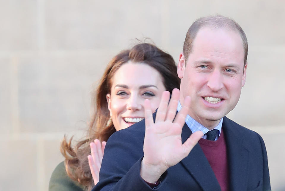 BRADFORD, ENGLAND - JANUARY 15: Catherine, Duchess of Cambridge and Prince William, Duke of Cambridge arrive at City Hall on January 15, 2020 in Bradford, United Kingdom. The Duke and Duchess will meet with representatives from local employers and businesses who are helping young people into employment. (Photo by Chris Jackson/Getty Images) (Photo by Chris Jackson/Getty Images)