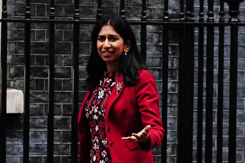 Home Secretary Suella Braverman arrives for a cabinet meeting at 10 Downing Street, London (Aaron Chown/PA) (PA Wire)