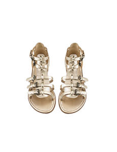 Metallic faux-leather "Sydnee" gladiator flats, $25, payless.com