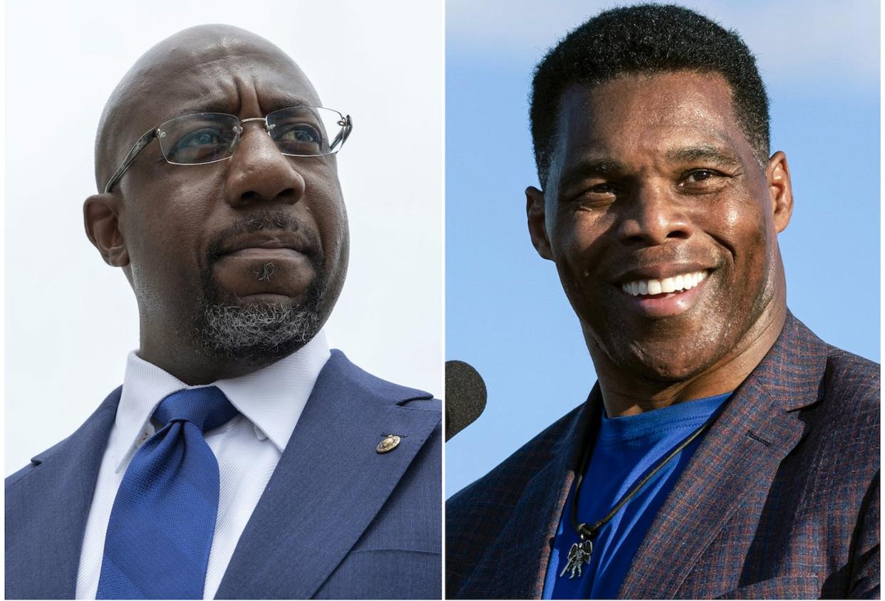 Sen. Raphael Warnock, the incumbent Democrat, is up against Republican challenger Herschel Walker in a runoff election to choose who will represent Georgia in the U.S. Senate. <a href="https://apnews.com/article/georgia-runoff-election-f3147edfee2c15e2bb021a8cfb5526e9" rel="nofollow noopener" target="_blank" data-ylk="slk:AP Photo;elm:context_link;itc:0;sec:content-canvas" class="link ">AP Photo</a>