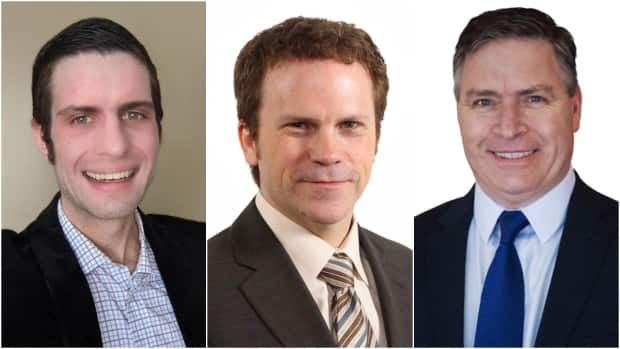 From left, NDP candidate Jamie Ruby, Liberal Scott Simms and Conservative Clifford Small. (CBC - image credit)