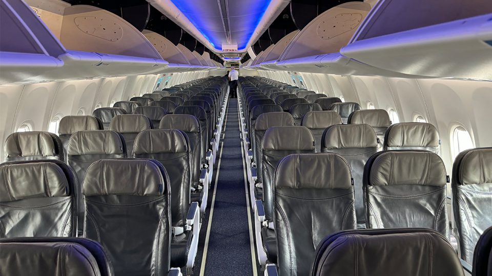 Economy class on an Alaska Airlines Boeing 737-900ER - Kyle Olsen/CNN Underscored