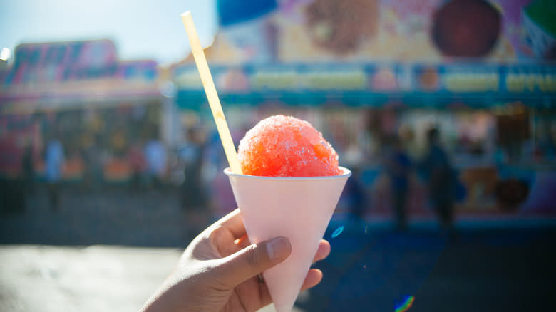 snow cone with straw