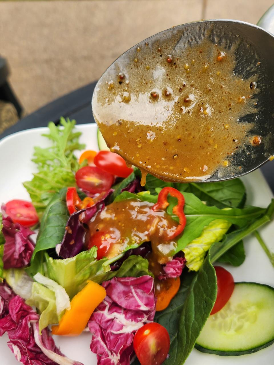 This easy honey and balsamic vinaigrette hits all the spots with its sweet, tangy and savory flavors. Have it on a salad of crunchy, colorful vegetables.