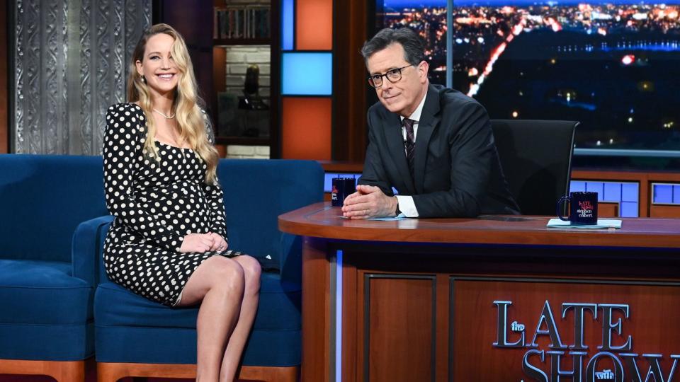 The Late Show with Stephen Colbert and guest Jennifer Lawrence