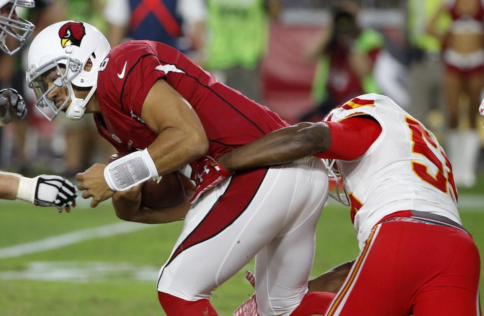 Logan Thomas will get tackled more often as a tight end. The Buffalo Bills signed him to their roster. (AP)