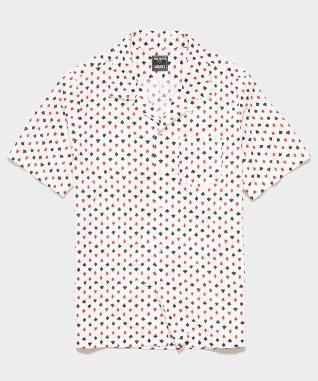 Buy Todd Snyder Men's Short Sleeve Camp Collar Polka Dot Shirt, White,  Large at