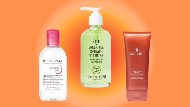 Bioderma Sensibio micellar water, Youth to the People Superfood cleanser, Ustawi Myrtle Leaf natural cleansing balm. 