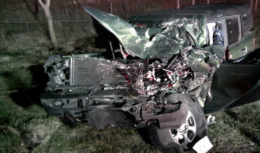 A Mifflin Township Fire Chief and a woman survived a high-speed crash on I-270 South, March 17, 2024. (Courtesy/City of Gahanna)