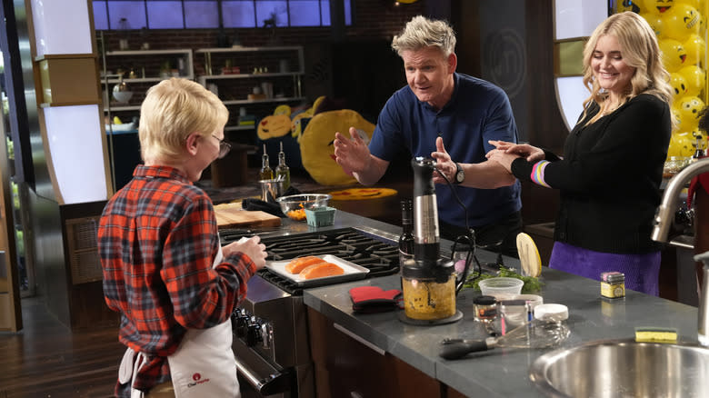 Gordon Ramsay and Tilly Ramsay on set 