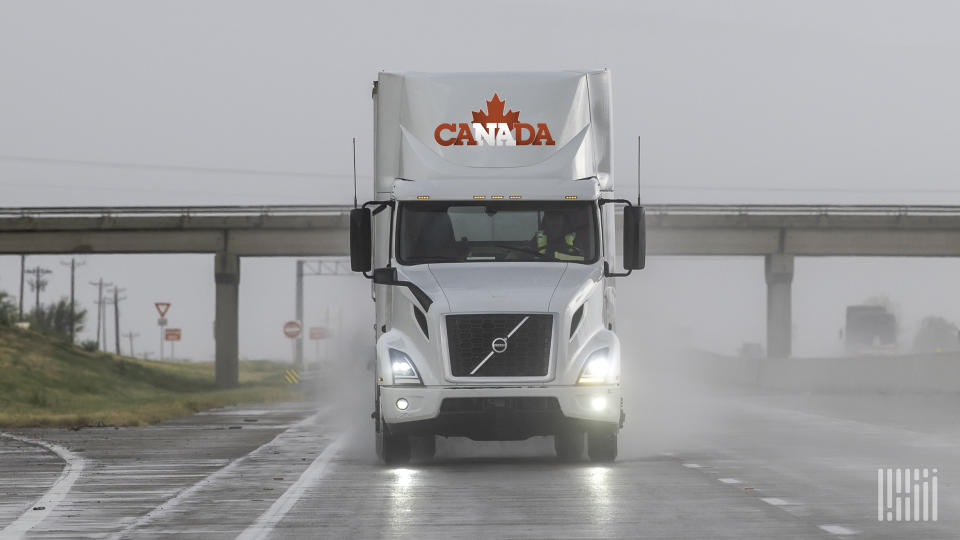 A truck owned by Jagger Canada Inc. caused an oil and diesel fuel spill in 2019 near Neys Provincial Park in Ontario, Canada. (Photo: Jim Allen/FreightWaves)