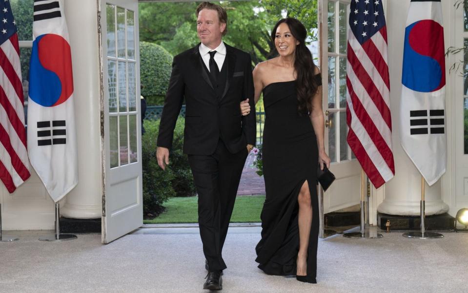 Fixer Upper stars Joanna and Chip Gaines at the White House state dinner. Joanna Gaines' mother is Korean. - Sarah Silbiger/Bloomberg