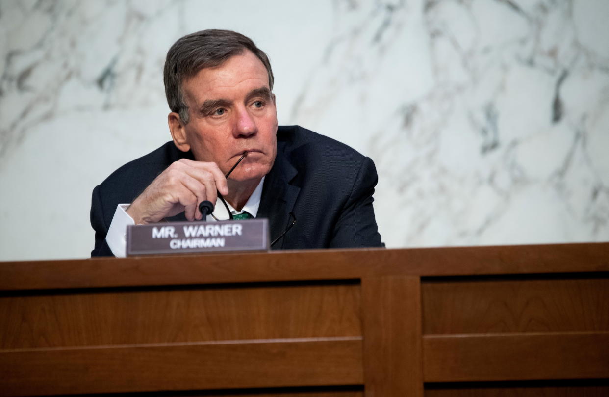 Sen. Mark Warner, D-Va., chair of the Senate Select Committee on Intelligence, in April. 