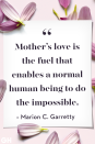 <p>Mother's love is the fuel that enables a normal human being to do the impossible.</p>