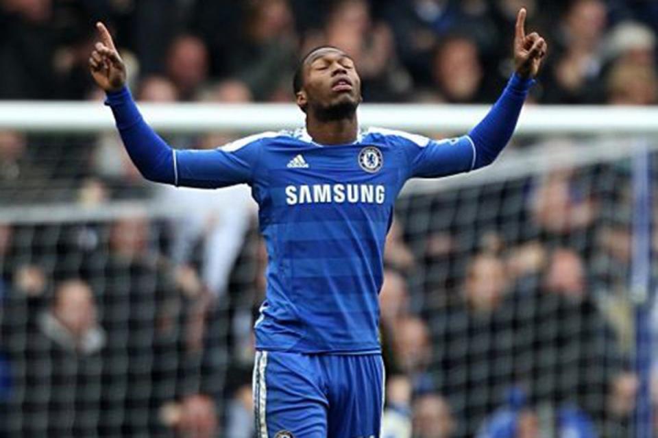 Daniel Sturridge celebrates scoring for Chelsea.