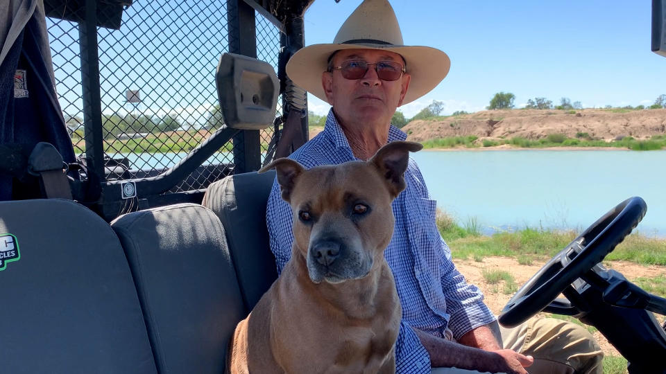 Don McKenzie and his dog on his Coonamble property.