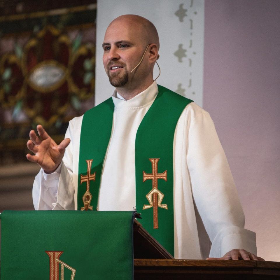 The Rev. Aaron Strong preaches at Grace Lutheran Church in Milwaukee in this undated photo. Strong was killed in a car crash downtown on Wednesday, Oct. 12.