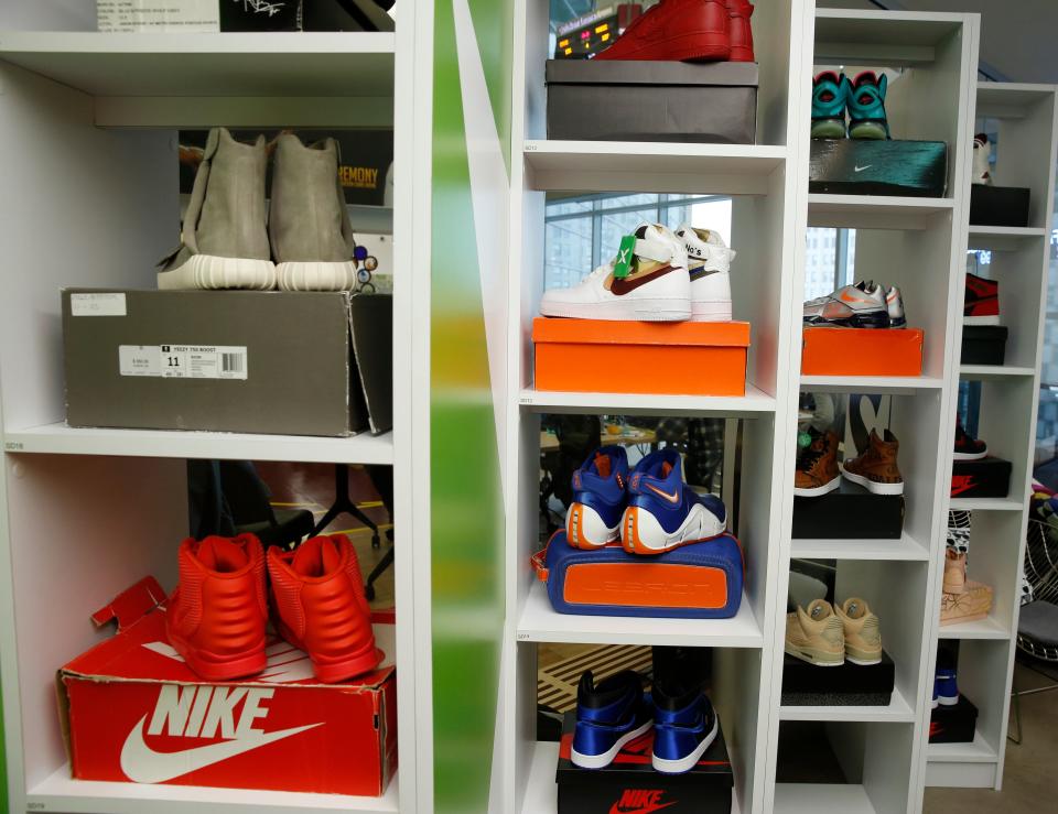 Zapatillas en las oficinas de Stock X on January 10, 2018 in Detroit, Michigan. Foto:  JEFF KOWALSKY/AFP via Getty Images.