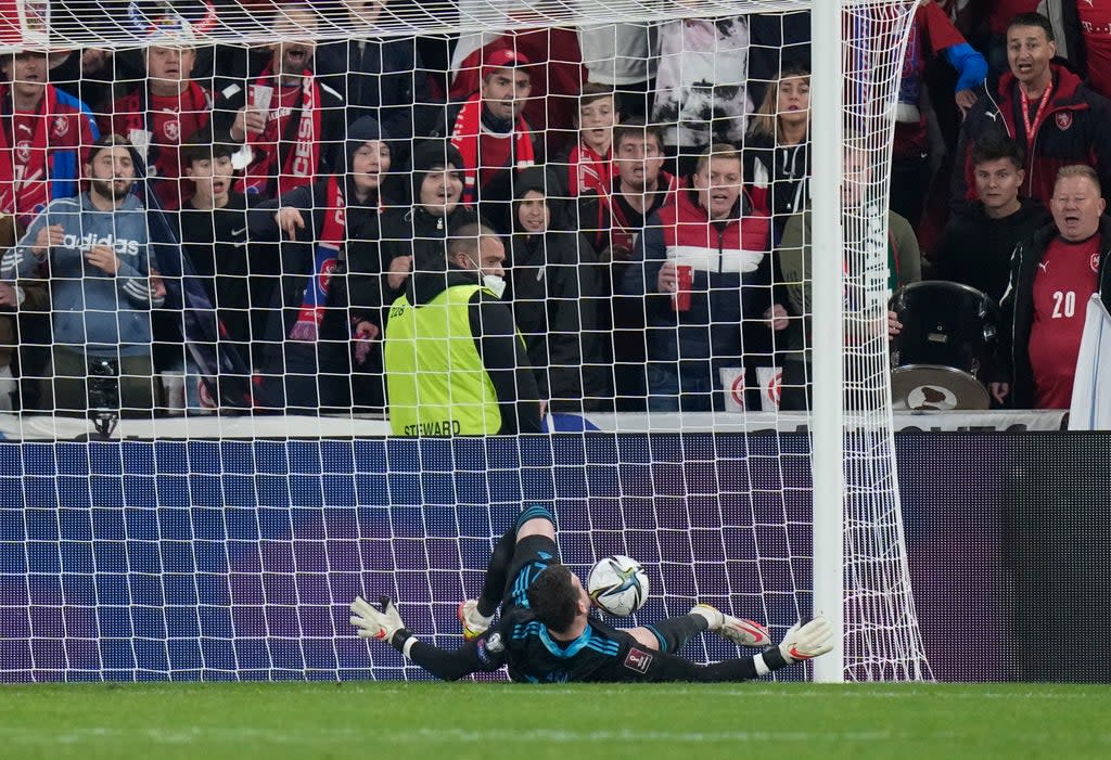 Wales goalkeeper Danny Ward scores an own goal during the 2-2 draw with the Czech Republic (Petr David Josek/AP) (AP)