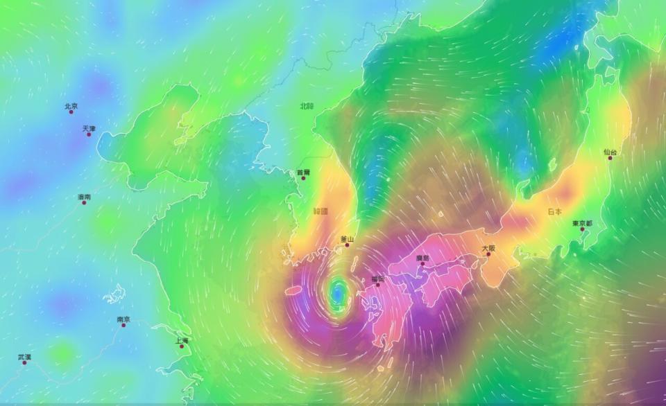 卡努颱風今登陸南韓。 (圖:中央氣象局)