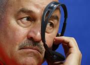 Soccer Football - World Cup - Russia News Conference - Samara Arena, Samara, Russia - June 24, 2018. Coach Stanislav Cherchesov attends a news conference. REUTERS/David Gray