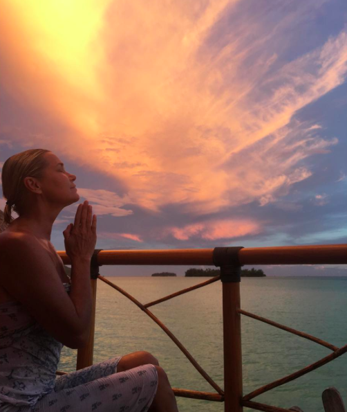 She meditated. “Always believe in your Angels,” she captioned this photo of herself counting her blessings. (Photo: Instagram)