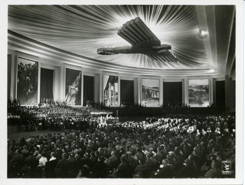 <div class="inline-image__caption"><p><i>Give Me Four Years’ Time</i>! Opening ceremonies, 1937.</p></div> <div class="inline-image__credit">Courtesy Dittrick Medical History Center, Case Western Reserve University. </div>