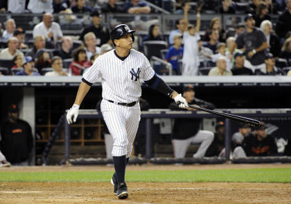 Alex Rodriguez is due a $6 million bonus for surpassing Willie Mays on the all-time home run list. (AP)