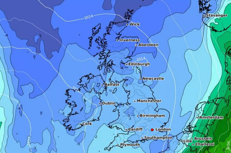 Weather map showing temperatures decreasing after the May bank holiday weekend