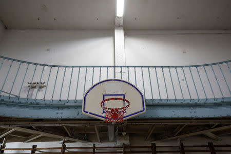 The world's oldest still-in-use basketball court, built in 1893, two years after the first court was created for the YMCA in Springfield, Massachusetts, is seen at the Union Chretienne des Jeunes Gens de Paris, the French equivalent of the YMCA, in Paris, France, August 1, 2018. REUTERS/Benoit Tessier