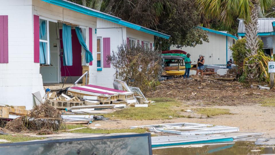 Cedar Key, Fl was damaged by wind and storm surge during Hurricane Idalia in August, 2023.