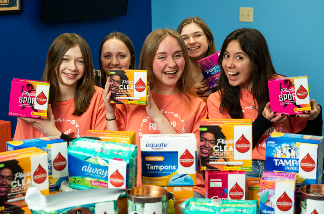 Students in Neenah High School's organization Full Stop work with the Monthlies Project to provide free period products to their peers.