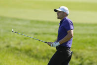 Aaron Wise chips onto the 17th green during the third round of the Memorial golf tournament Saturday, June 4, 2022, in Dublin, Ohio. (AP Photo/Darron Cummings)