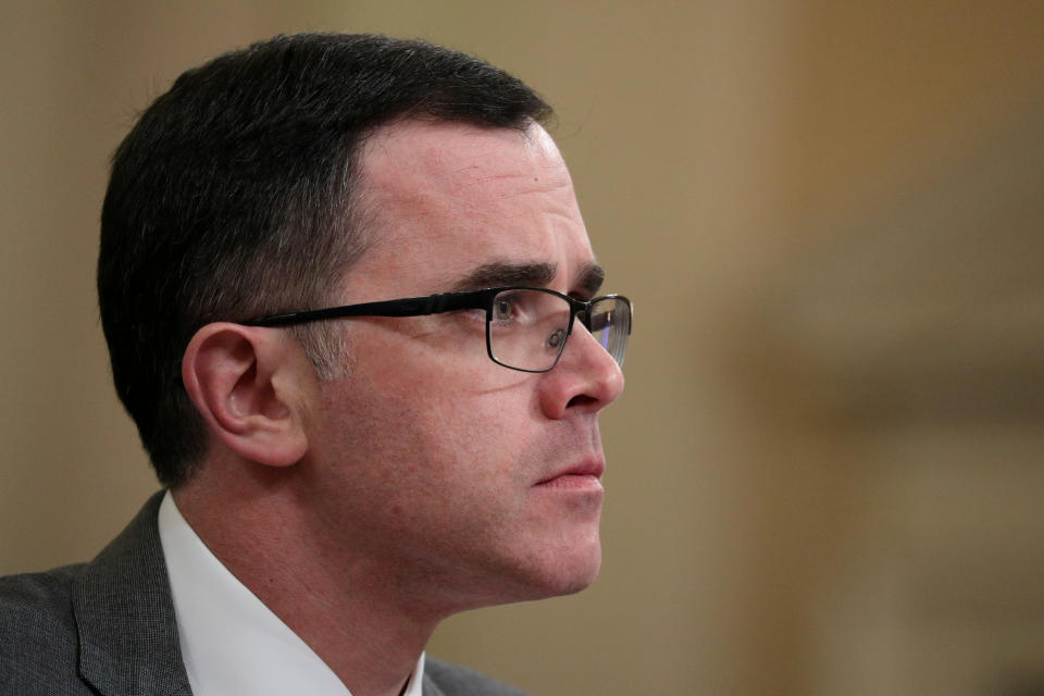 Tim Morrison, former senior director for European and Russian affairs on the National Security Council, attends a House Intelligence Committee hearing as part of the impeachment inquiry into U.S. President Donald Trump on Capitol Hill in Washington, U.S., November 19, 2019. (Loren Elliott/Reuters)