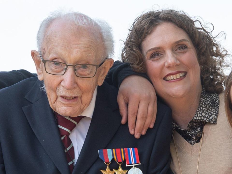 Captain Sir Tom Moore, with daughter Hannah Ingram-Moore (PA)