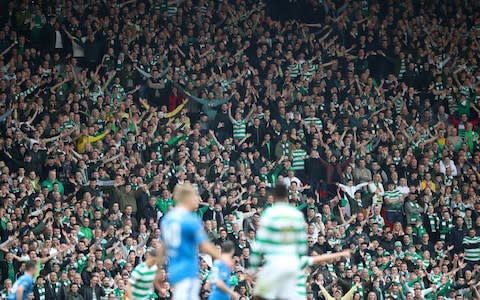 Celtic fans during the Scottish Cup Semi Final between Rangers and Celtic at Hampden Park on April 15 - Credit: Getty