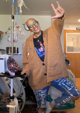 <p>Tia Stokes</p> Tia Stokes in the hospital in St. George, Utah, after her April 2020 diagnosis.