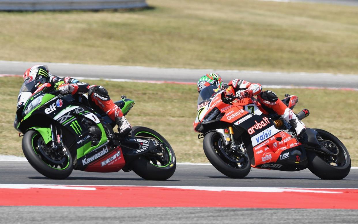 The 2017 champion Jonathan Rea leads Chaz Davies (Ducati), who can take the runner-up spot this weekend ahead of Rea's Kawasaki team-mate Tom Sykes. Whatever happens, the top three in the championship will all be British  - Getty Images Europe