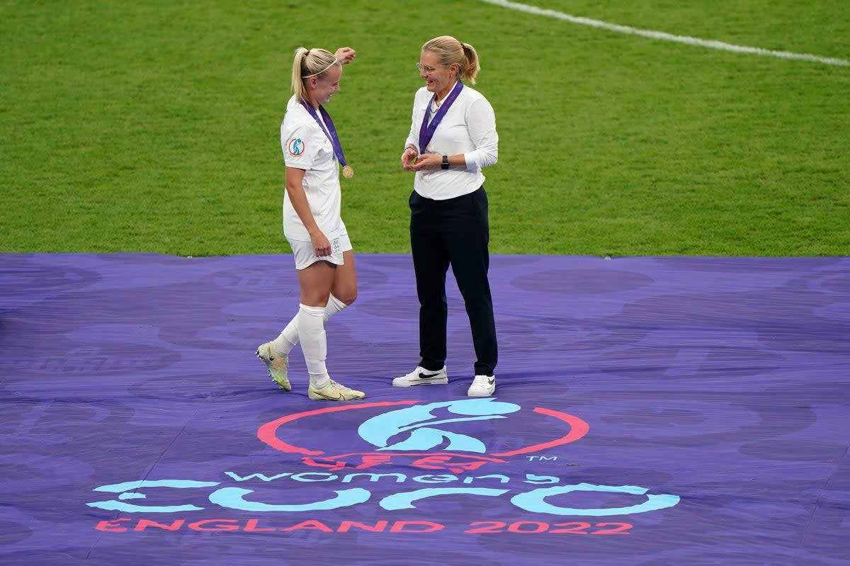 Beth Mead and Sarina Wiegman have been shortlisted for UEFA awards (Joe Giddens/PA) (PA Wire)