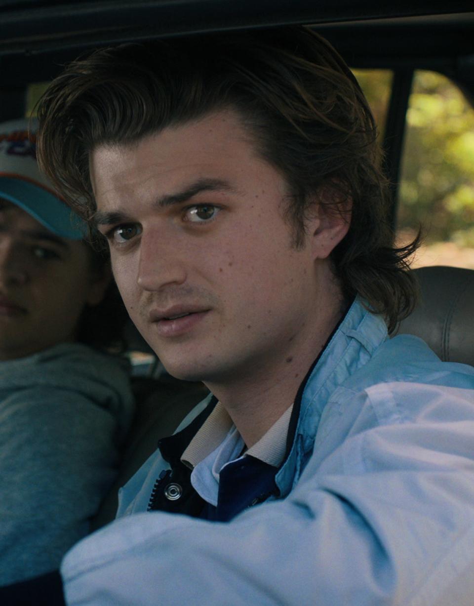 Joe Keery looking confused in "Stranger Things"