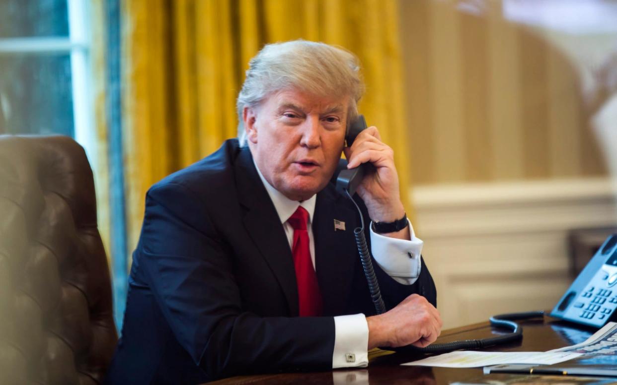 US President Donald J. Trump on the phone with the King of Saudi Arabia in the Oval Office in Washington, DC, USA.  - EPA