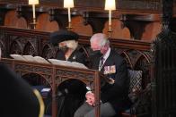 <p>Prince Charles and Camilla, Duchess of Cornwall sit together during the ceremony.</p>