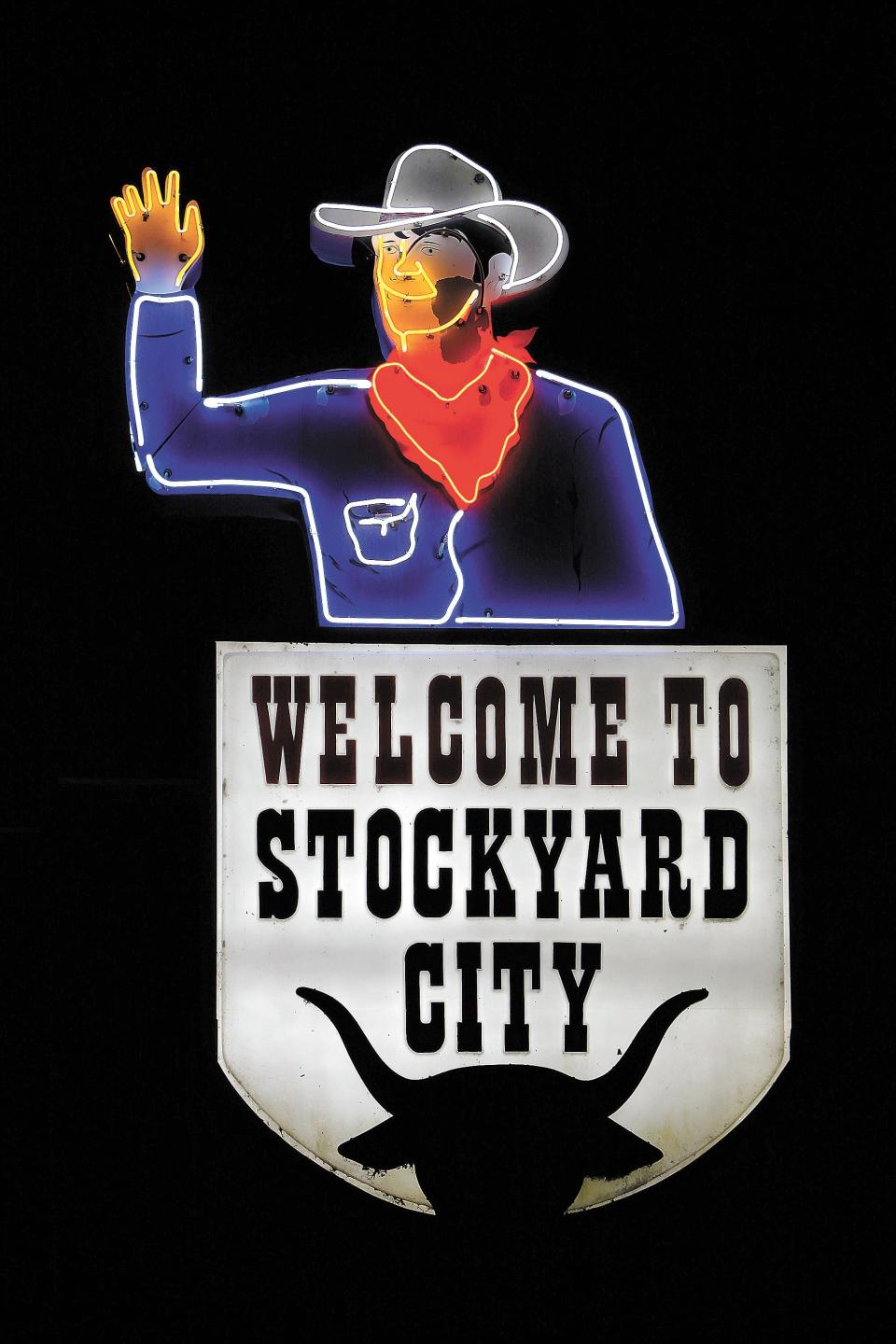 A look at the vintage Stockyard City sign.