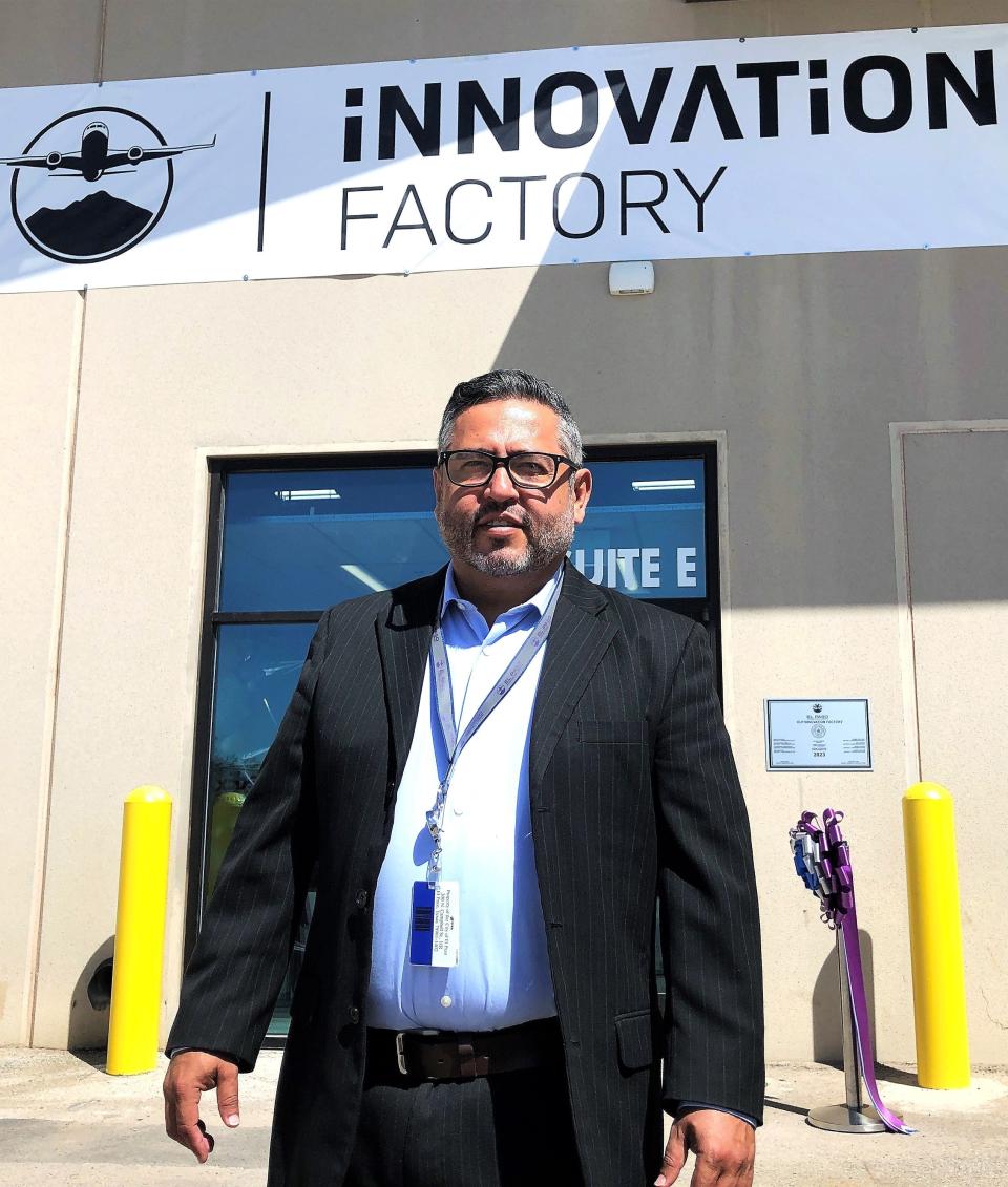 Sam Rodriguez is retiring as director of the El Paso International Airport and city chief operations officer. He stands outside the new ELP Innovation Factory at its July 19, 2023 opening ceremony.