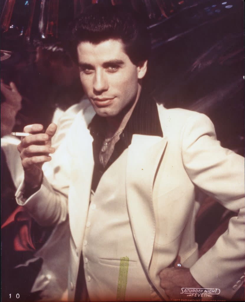 Actor John Travolta in the film 'Saturday Night Fever'.