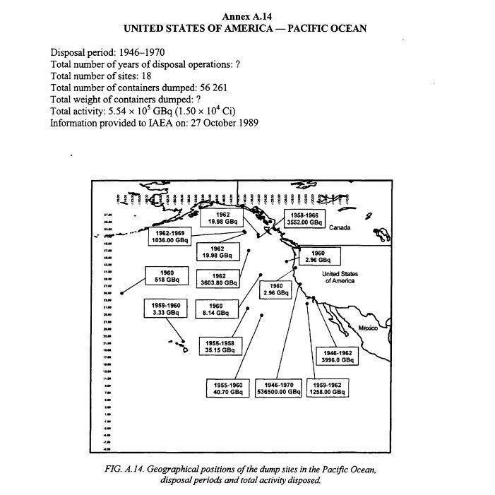 Screenshot of a black and white map from a 1999 International Atomic Energy Agency report.