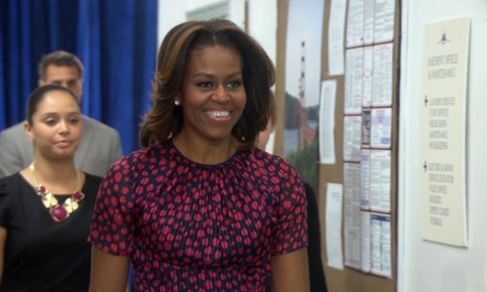 FLOTUS position... Michelle Obama drops by the Indiana Parks and Recreation Department.